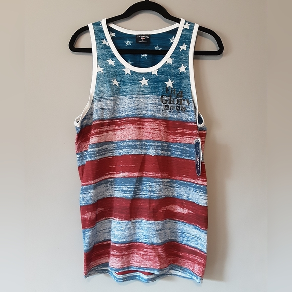 NWT U.S. Apparel Fit 4 Glory Patriotic American Flag Tank Top - Picture 1 of 7